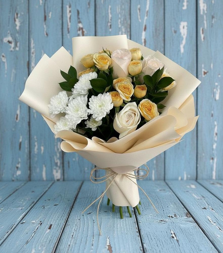 Букет цветов из: Розы и Хризантемы в Понежукай