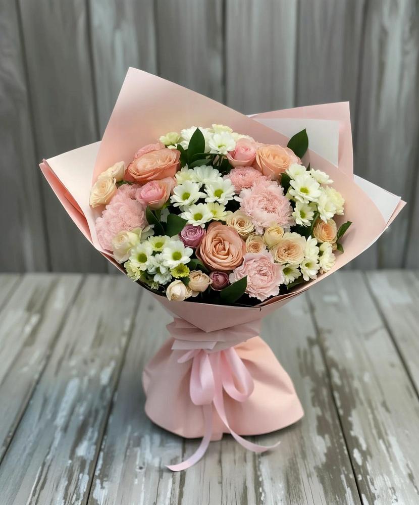 Букет цветов из: Гвоздики, Розы и Хризантемы в Понежукай