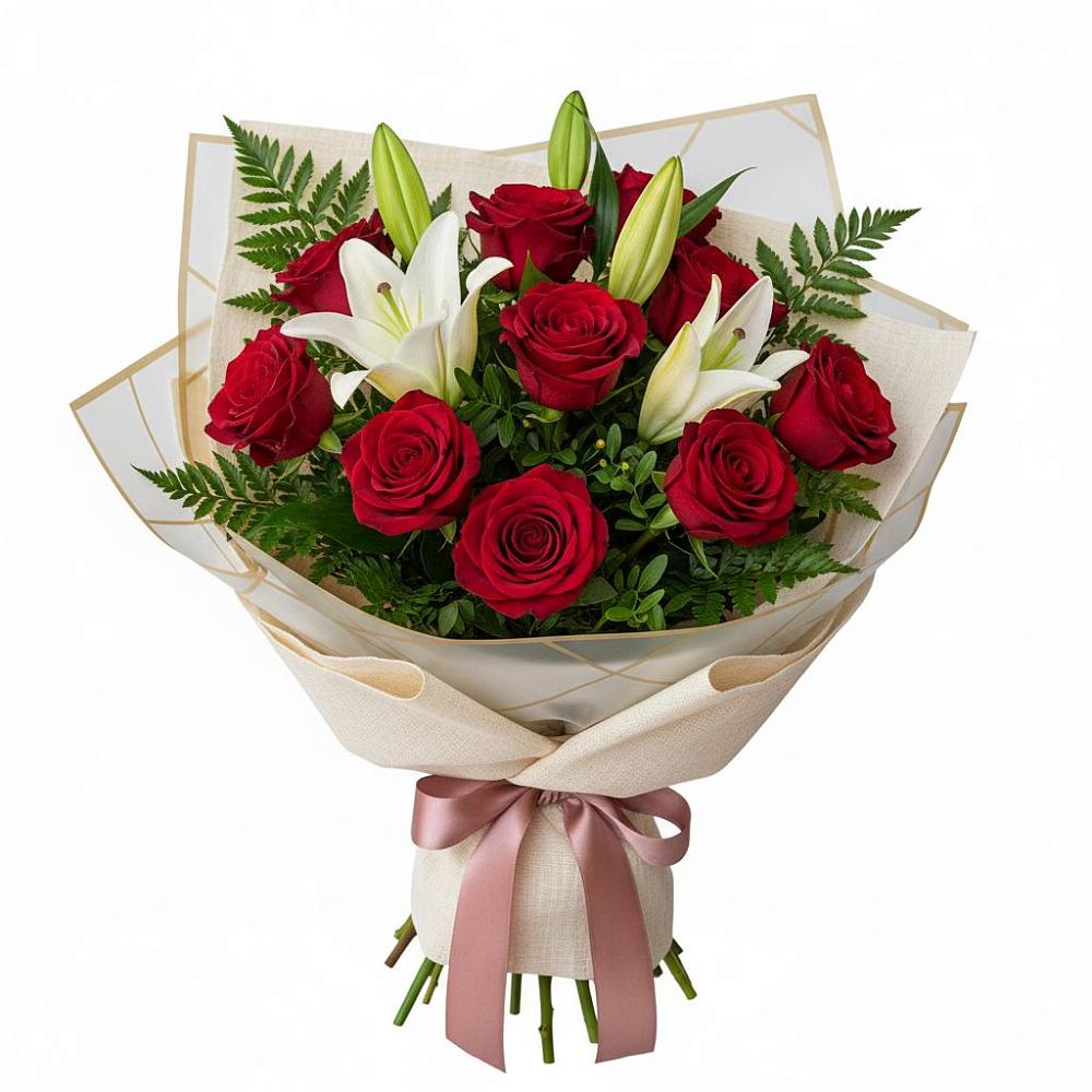 Букет цветов из: Лилии и Розы в Понежукай