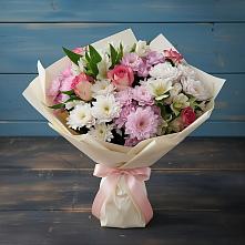 Букет цветов из:  Хризантемы, Альстромерии и Розы в Понежукай