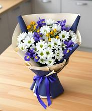Букет цветов из:  Розы, Ирисы и Хризантемы в Понежукай
