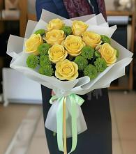 Букет цветов из:  Хризантемы и Розы в Понежукай