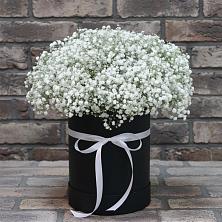 Цветочная композиция из Гипсофила в шляпной коробке в Понежукай