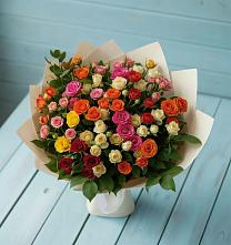 Букет Микс из разноцветных кустовых роз #REPLACE_PRED# Понежукай
